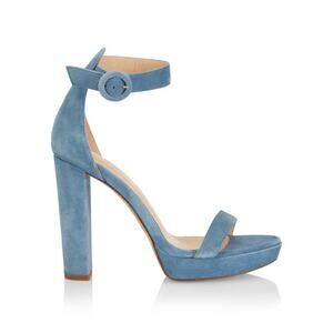 NEW L'Agence Ceceile Riviera Blue Suede Platform Sandals